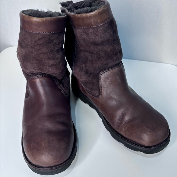 UGG Shoes - UGG Dark Brown Leather and Suede Winter Boots
